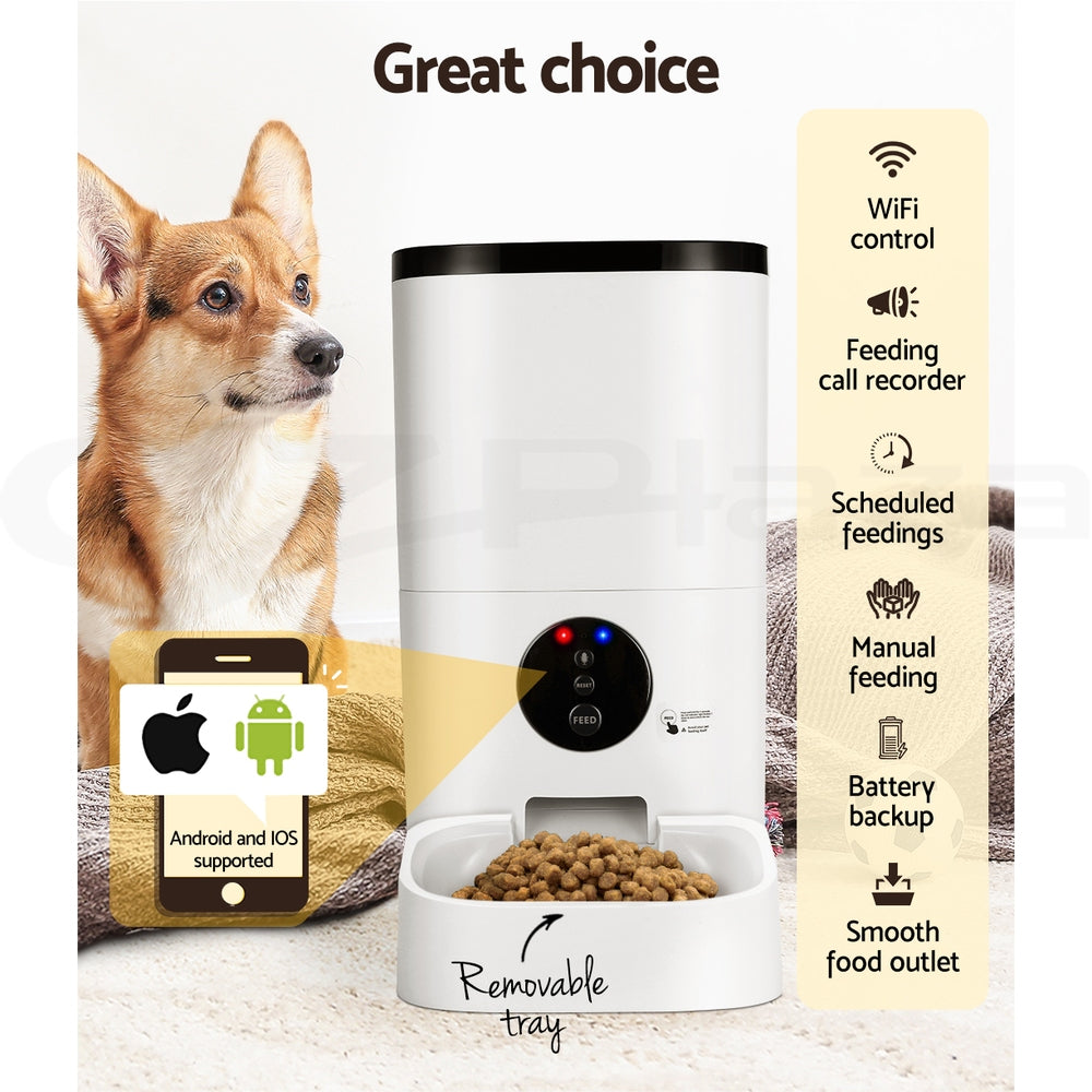 I.Pet Smart Automatic Pet Feeder with Camera and WiFi Connectivity for Dogs and Cats