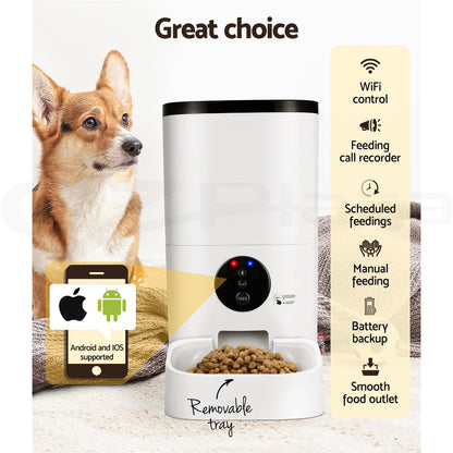 I.Pet Smart Automatic Pet Feeder with Camera and WiFi Connectivity for Dogs and Cats