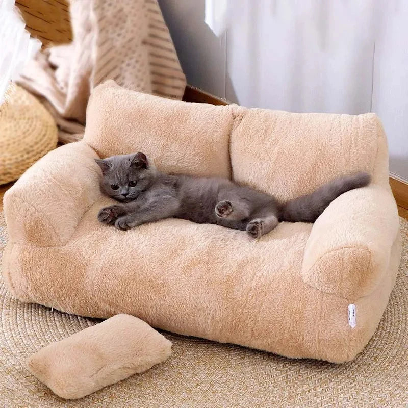 Luxury Plush Cat Sofa Bed - Cozy Winter Nest for Small to Medium Dogs and Cats