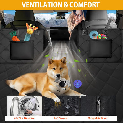 Dog Backseat Extender Large Space Dog Car Seat Cover Hard Bottom Holds 400Lbs Heavy Duty Back Seat Extender for Car SUV Black