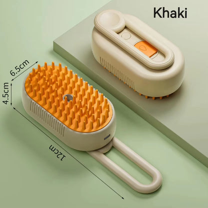 3-in-1 Electric Pet Grooming Brush with Steam Spray and Massage Features for Effective Hair Removal
