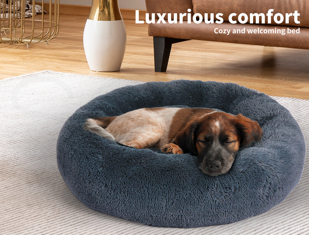 Pawz Plush Dog Calming Bed - Thick, Soft, Round, and Washable for Large Breeds