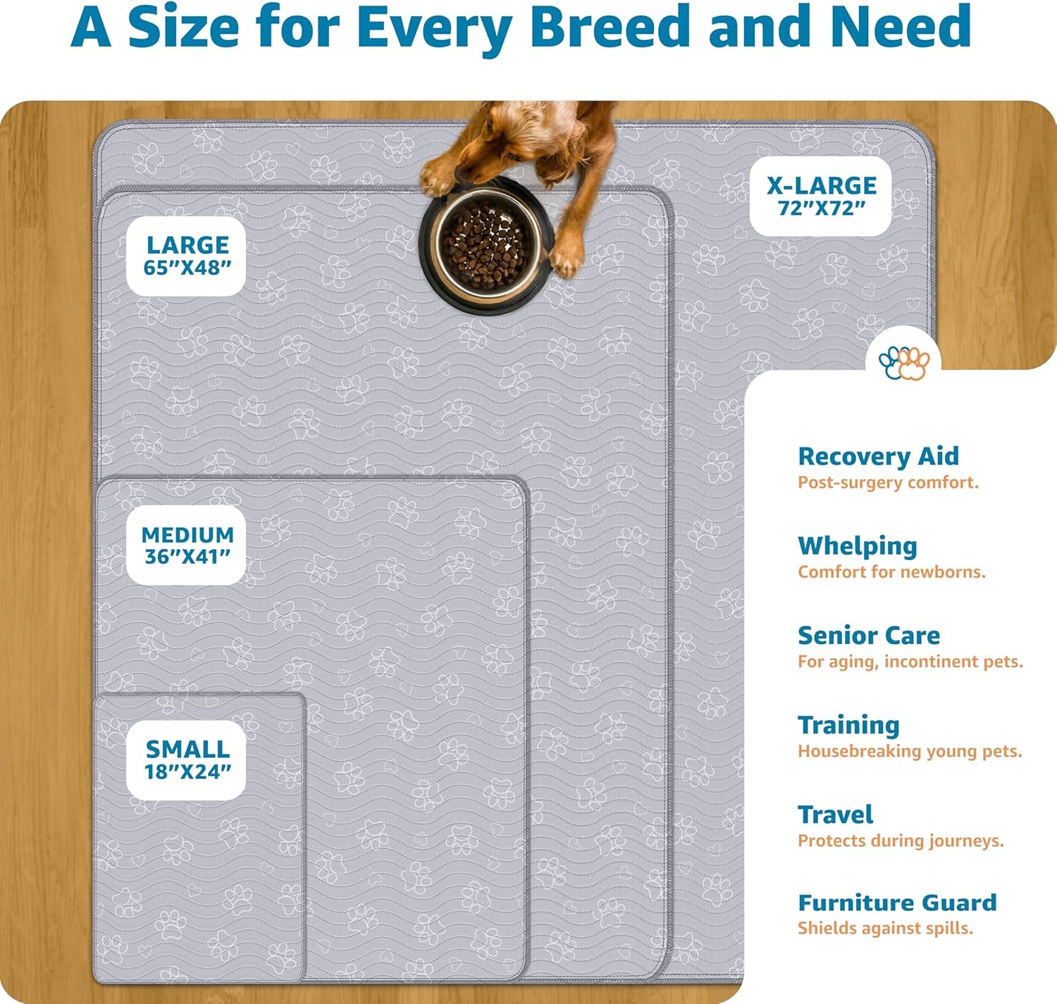 Reusable Puppy Training Pad – Waterproof, Extra-Absorbent, and Washable Potty Solution for Dogs – Ideal for Training, Whelping, and Floor Protection (Medium - 36"X41")