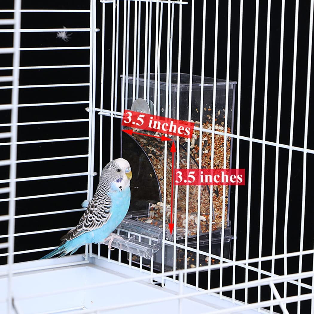 Automatic Bird Feeder and Water Dispenser Set for Parrots and Small Birds, Clear Seed Container and Drinker for Cages (Blue)