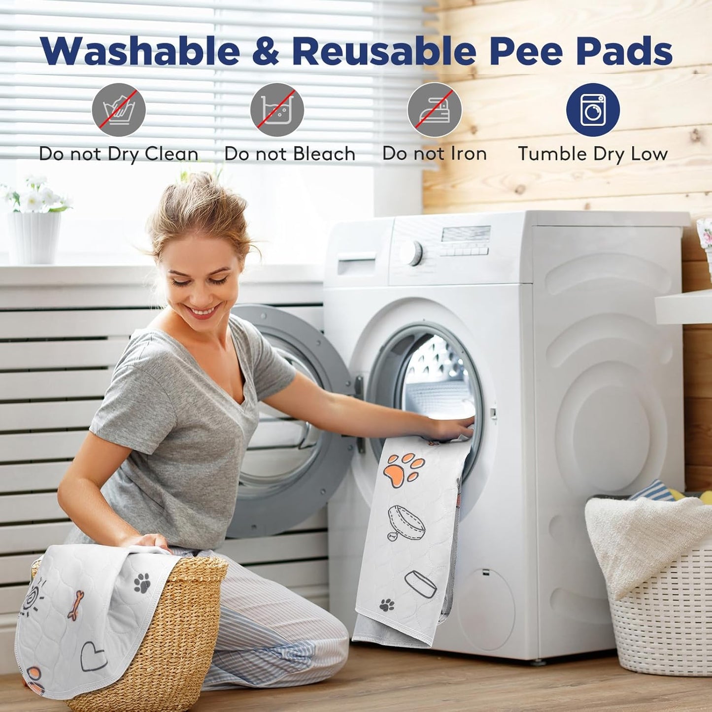 Washable Dog Pee Pads - 2 Pack Small 18"x24" Super Absorbent Reusable Training Pads, 100% Waterproof Non-Slip Design for Whelping, Playpen, and Crate Use