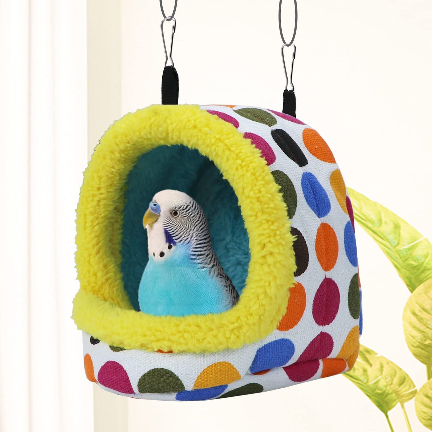Medium Plush Bird Hanging Hammock Nest House - Cozy Cave Accessory for Conures, Lovebirds, Budgies, and Cockatiels