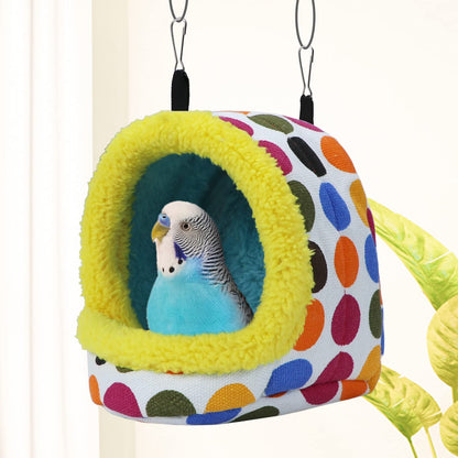 Medium Plush Bird Hanging Hammock Nest House - Cozy Cave Accessory for Conures, Lovebirds, Budgies, and Cockatiels