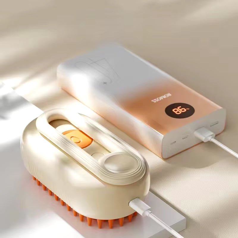 3-in-1 Electric Pet Grooming Brush with Steam Spray and Massage Features for Effective Hair Removal