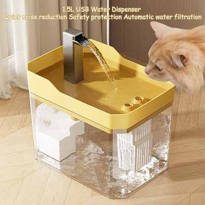 Automatic Cat Water Fountain with USB-Powered Pump and Anti-Dry Burning Filter System