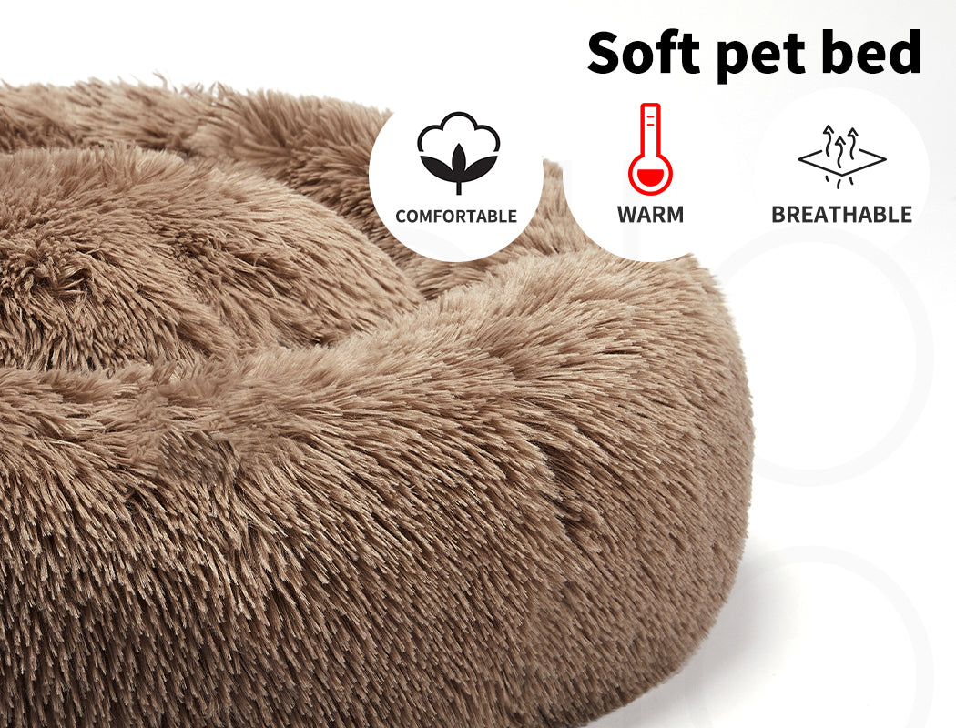 Pawz Plush Dog Calming Bed - Thick, Soft, Round, and Washable for Large Breeds