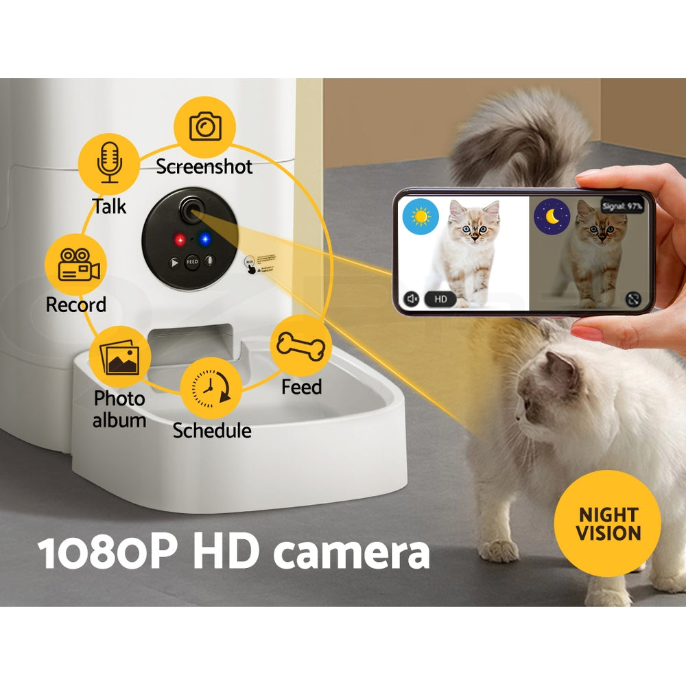 I.Pet Smart Automatic Pet Feeder with Camera and WiFi Connectivity for Dogs and Cats