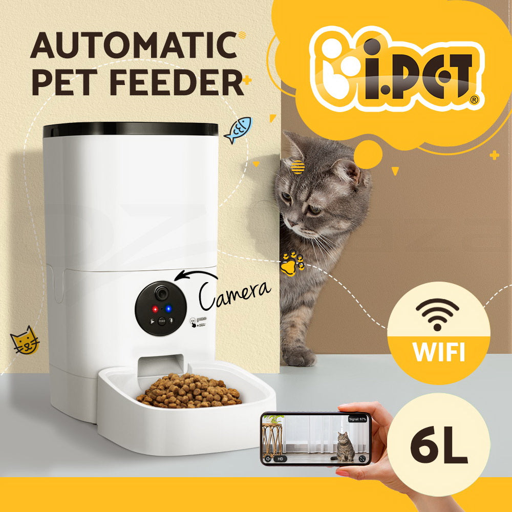 I.Pet Smart Automatic Pet Feeder with Camera and WiFi Connectivity for Dogs and Cats