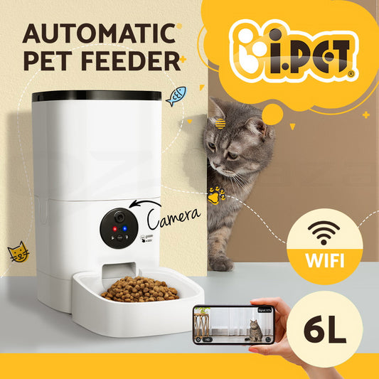 I.Pet Smart Automatic Pet Feeder with Camera and WiFi Connectivity for Dogs and Cats