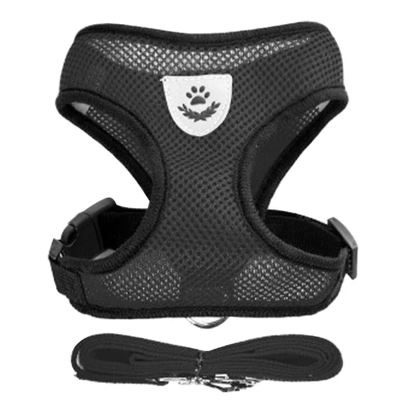 Adjustable Polyester Mesh Cat Harness Vest with Leash for Small and Medium Dogs