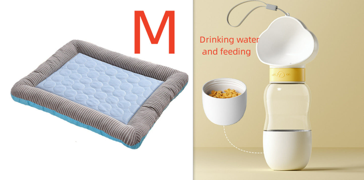 Pet Cooling Pad for Dogs and Cats - Soft Ice Silk Mat for Summer Comfort, Breathable Blue Design
