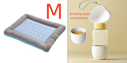 Pet Cooling Pad for Dogs and Cats - Soft Ice Silk Mat for Summer Comfort, Breathable Blue Design