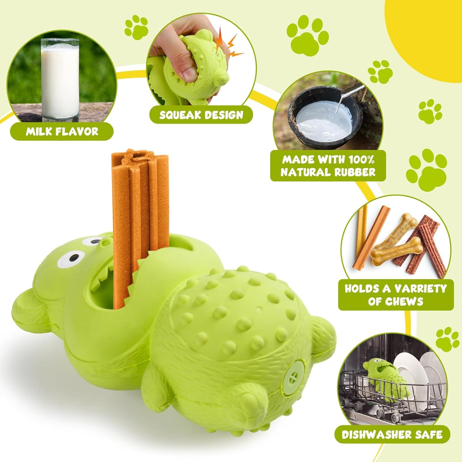 Durable Natural Rubber Dog Toys for Aggressive Chewers - Indestructible Squeaky Chew Toys for Interactive Play