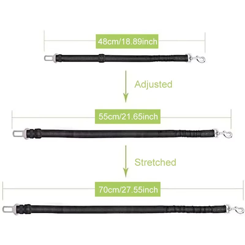 Adjustable Reflective Nylon Dog Seat Belt for Small and Large Breeds - Elastic Travel Safety Restraint for Puppies and French Bulldogs