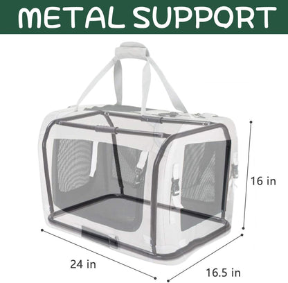Extra Large Soft-Sided Cat Carrier and Portable Small Dog Carrier for Two Cats, 24" x 16.5" x 16", Comfortable Folding Design for Car Travel, Green
