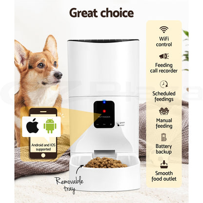 I.Pet Smart Automatic Pet Feeder with Camera and WiFi Connectivity for Dogs and Cats