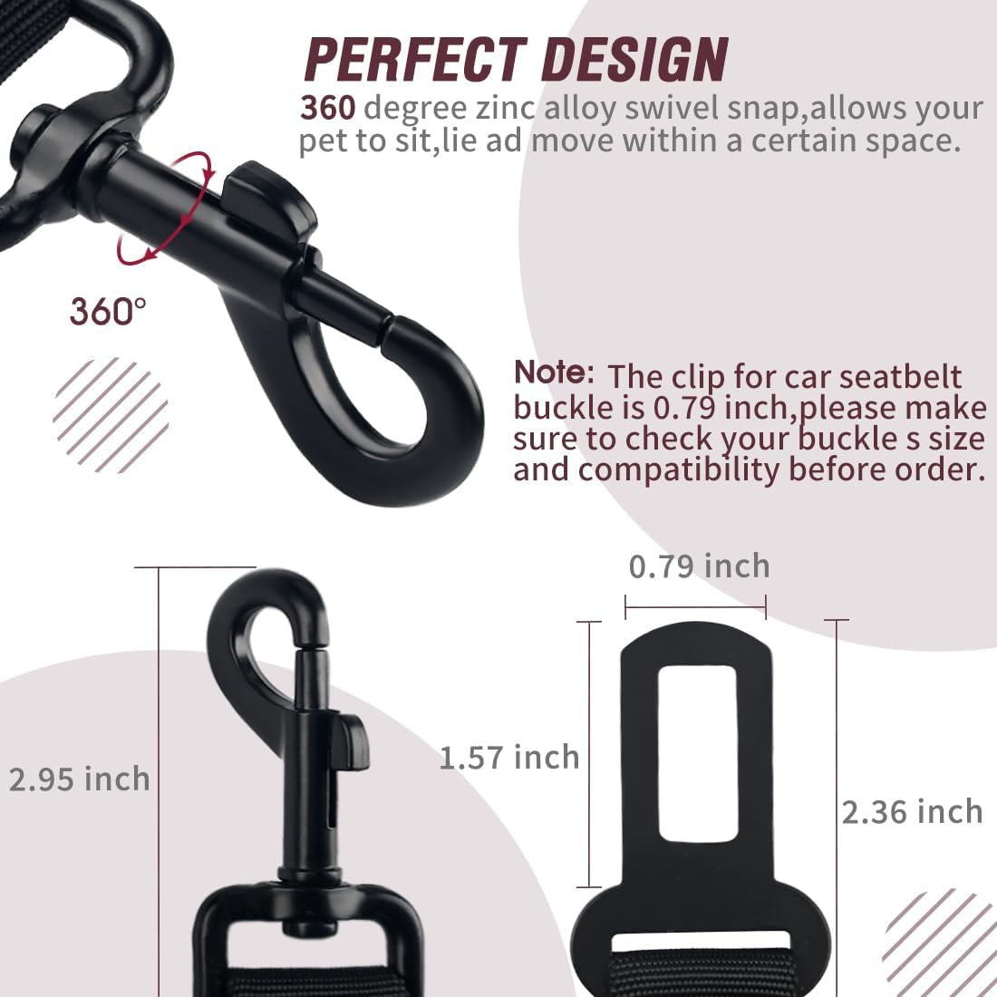Retractable Dog Seat Belt Set - Adjustable Heavy Duty Nylon Pet Safety Harness for Vehicles