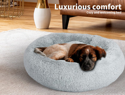 Pawz Plush Dog Calming Bed - Thick, Soft, Round, and Washable for Large Breeds