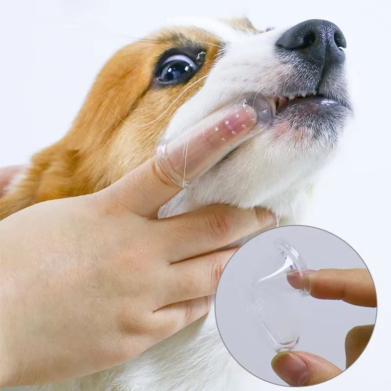 Premium Soft Silicone Pet Finger Toothbrush for Dogs and Cats - Effective Dental Care Tool for Bad Breath and Tartar Removal