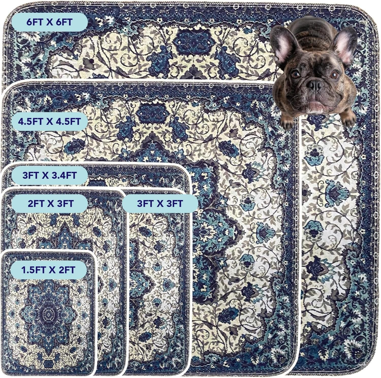 Extra Large Washable Pet Training Pads and Cat Litter Mat, Reusable 36" x 36" (2 Pack)