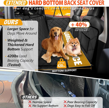 Dog Backseat Extender Large Space Dog Car Seat Cover Hard Bottom Holds 400Lbs Heavy Duty Back Seat Extender for Car SUV Black