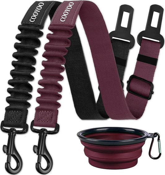 Retractable Dog Seat Belt Set - Adjustable Heavy Duty Nylon Pet Safety Harness for Vehicles