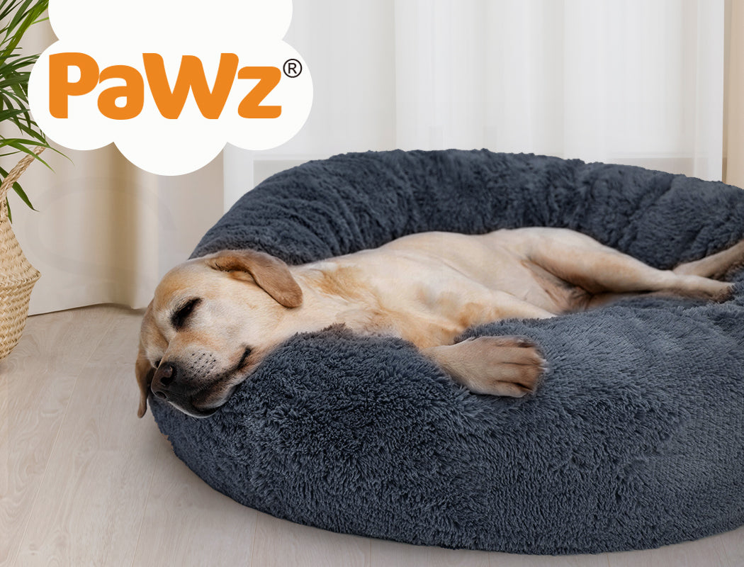 Pawz Plush Dog Calming Bed - Thick, Soft, Round, and Washable for Large Breeds